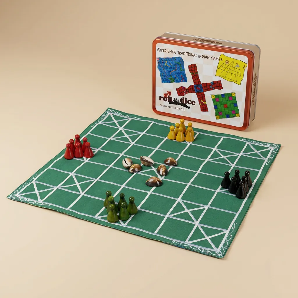 Chowka Bara Board Game – 5 & 7 Houses Combo | Traditional Indian Dice Game