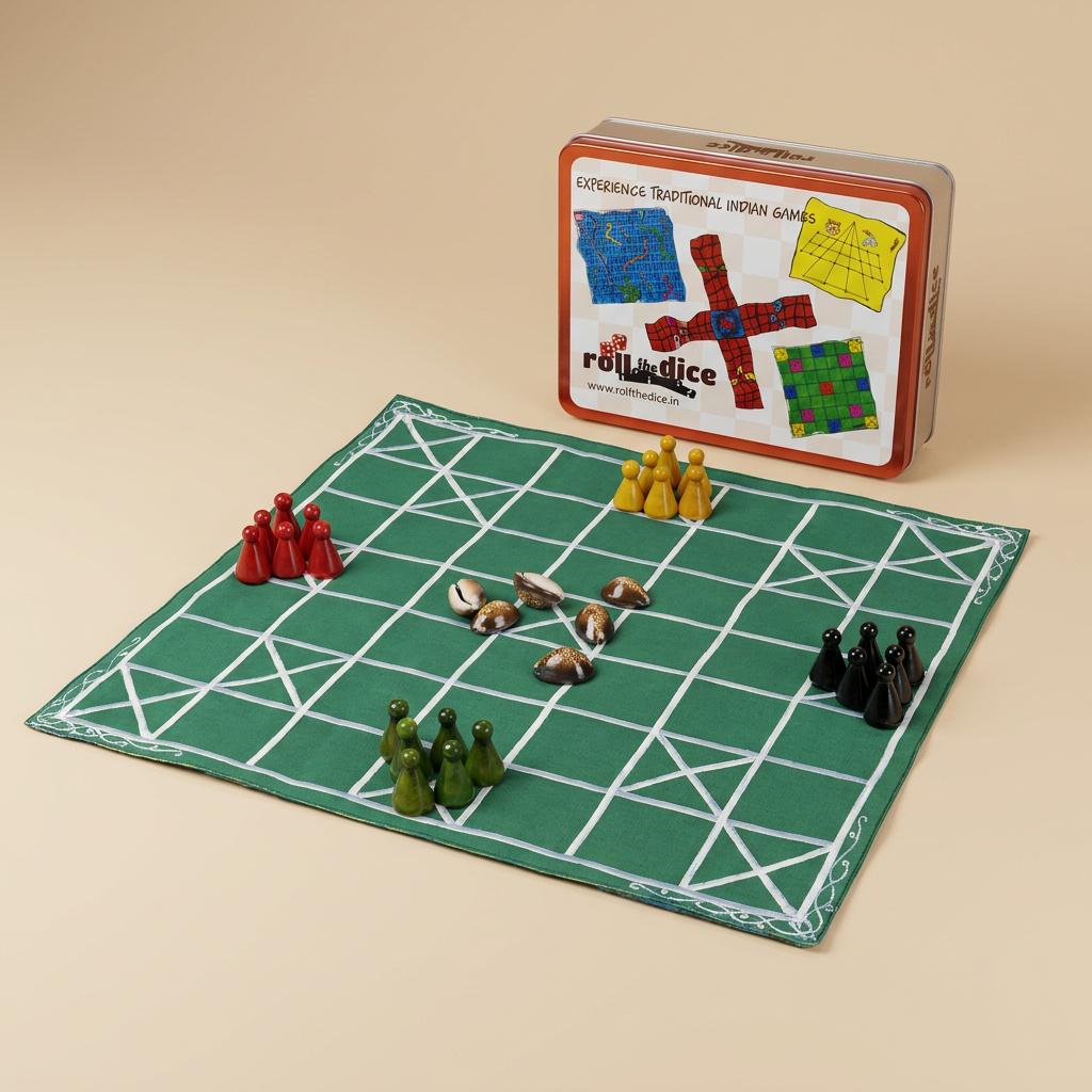 Chowka Bara Board Game – 5 & 7 Houses Combo | Traditional Indian Dice Game