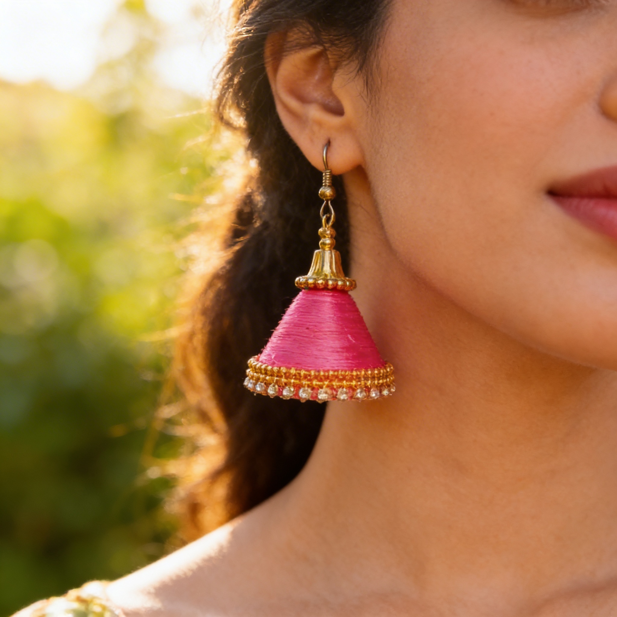Pink Quilling Jhumkas” – Handmade Paper Earrings
