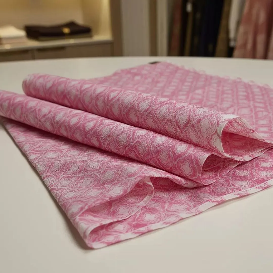 Single-Sided Hand Block Printed Mal Cotton Fabric Than – Soft Pink Motif | Sold Per Meter