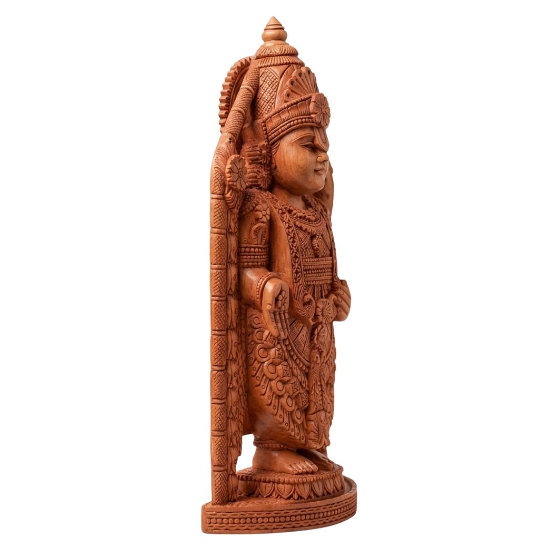 Lord Venkateswara Balaji Wooden Sculpture in Traditional South Indian Style