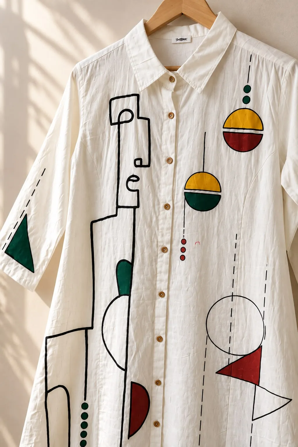 Geometric Art Hand Painted Shirt Dress