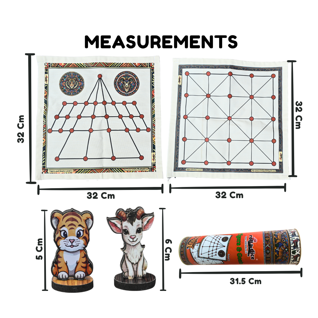 Aadu Huli Board Game Combo – Levels 3 & 4 | Traditional Indian Tigers and Goats Game