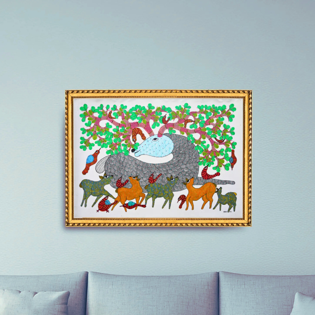 Swamp Deer with Her Babies