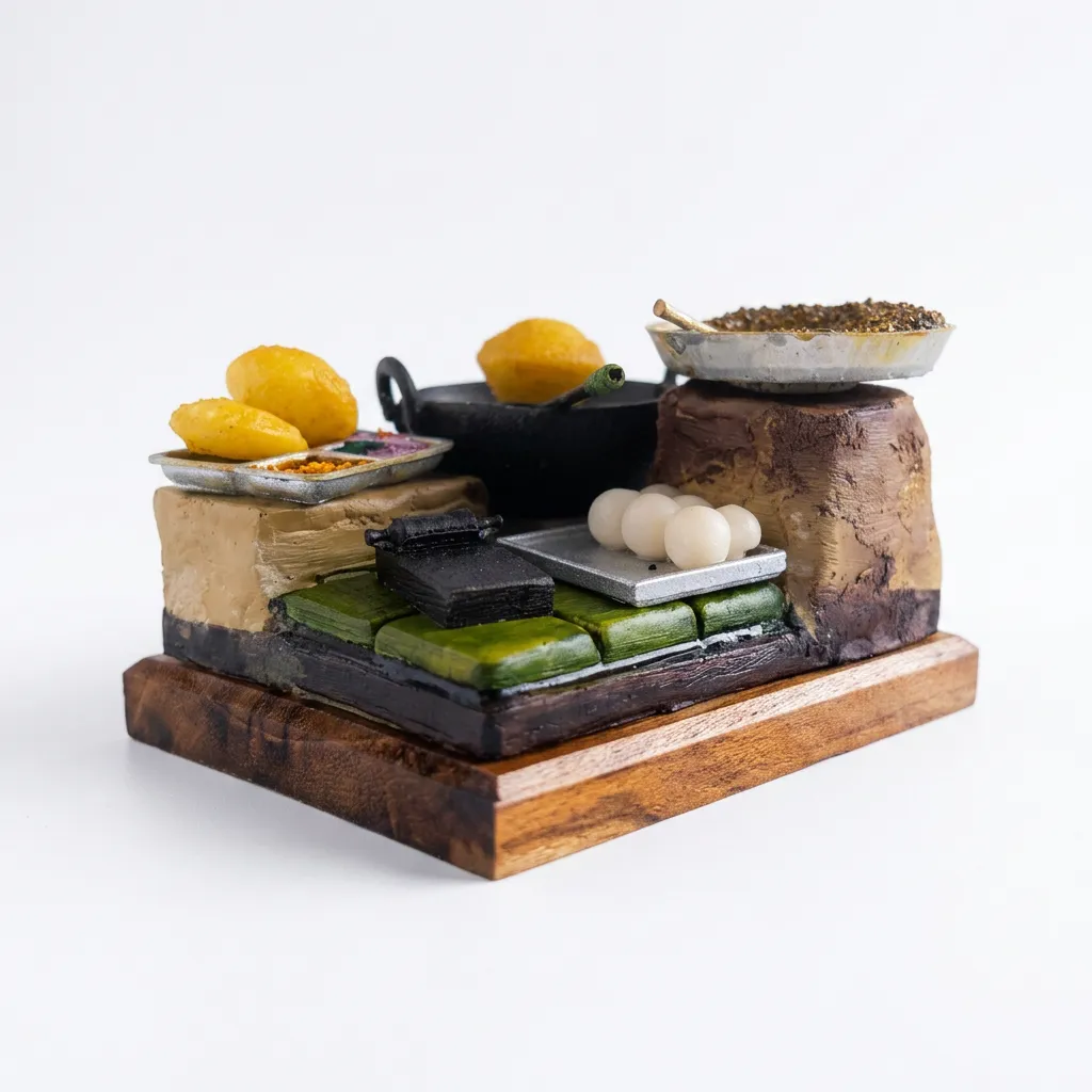 Handmade Chole Bhature Stall Miniature (Yaado Ke Kone)