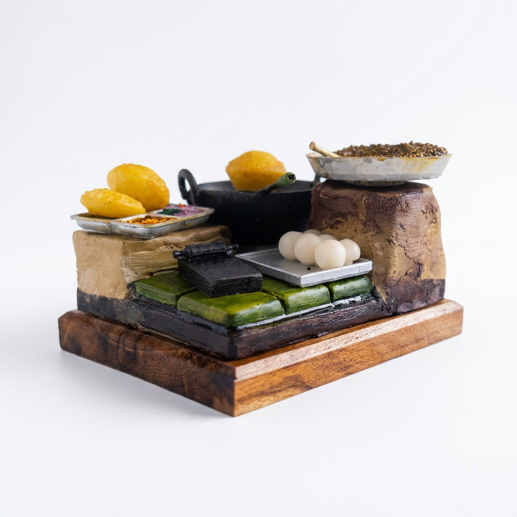 Handmade Chole Bhature Stall Miniature (Yaado Ke Kone)