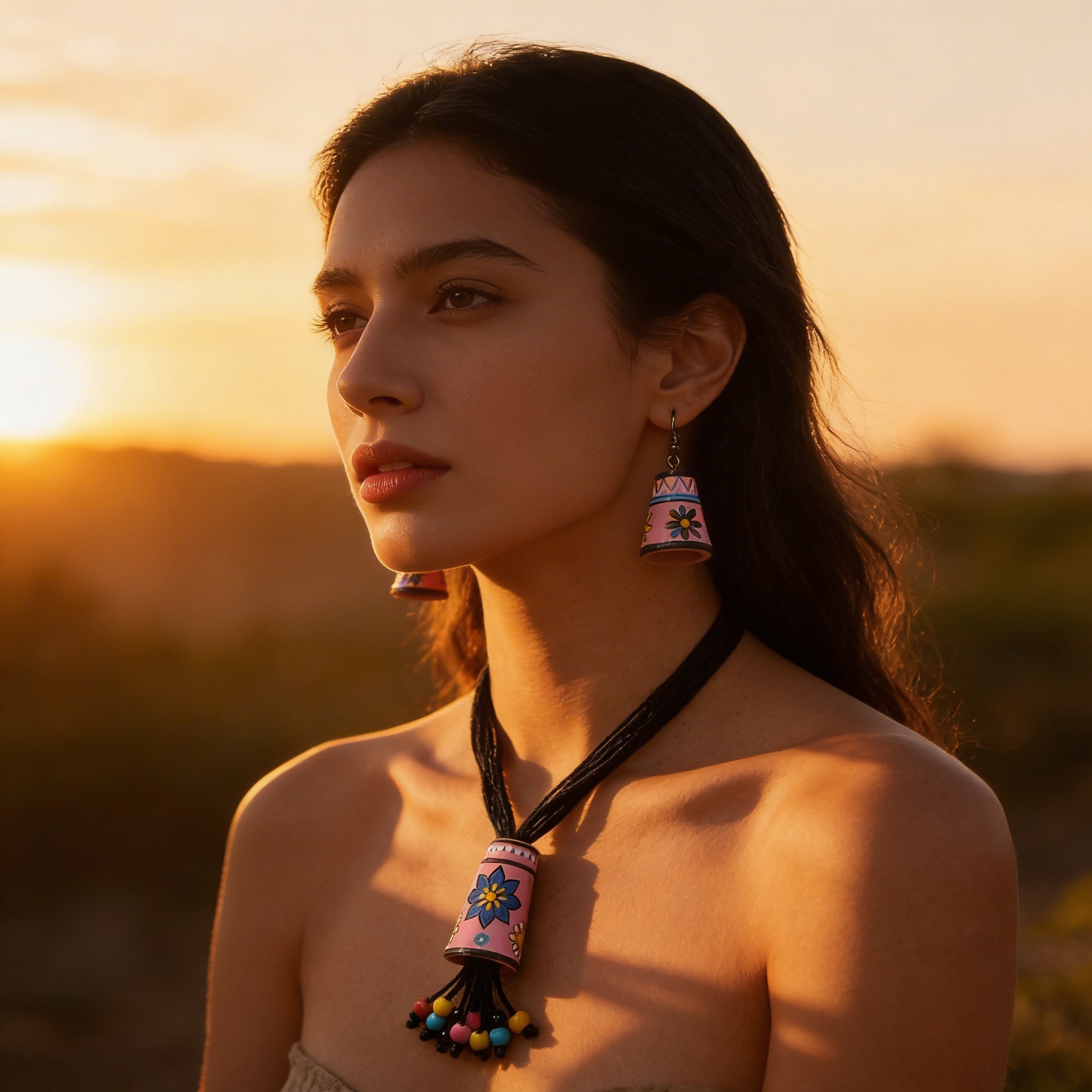 Clay jewelry Necklace Set for Women and Girls, Handmade Terracotta Jewelry, Handmade