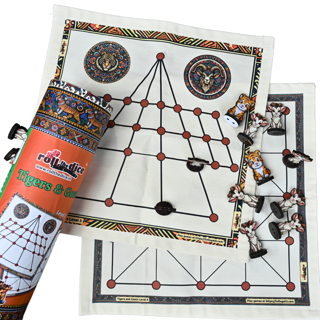 Aadu Huli Board Game Combo – Levels 3 & 4 | Traditional Indian Tigers and Goats Game