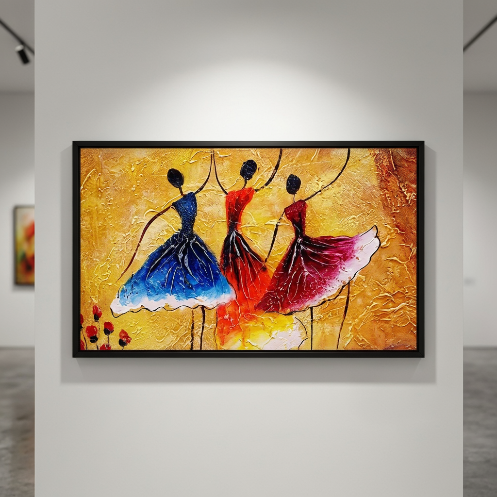 Handmade Dancing Women Abstract Canvas Painting
