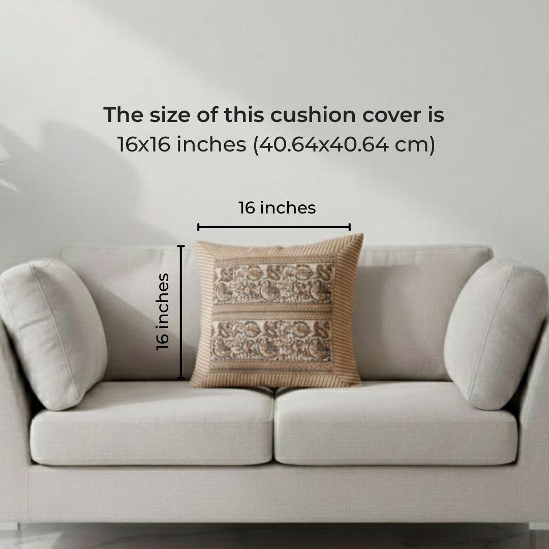 South Cotton Block Printed Cushion Covers with All-Over Pattern & Detailed Border (Set of 2)