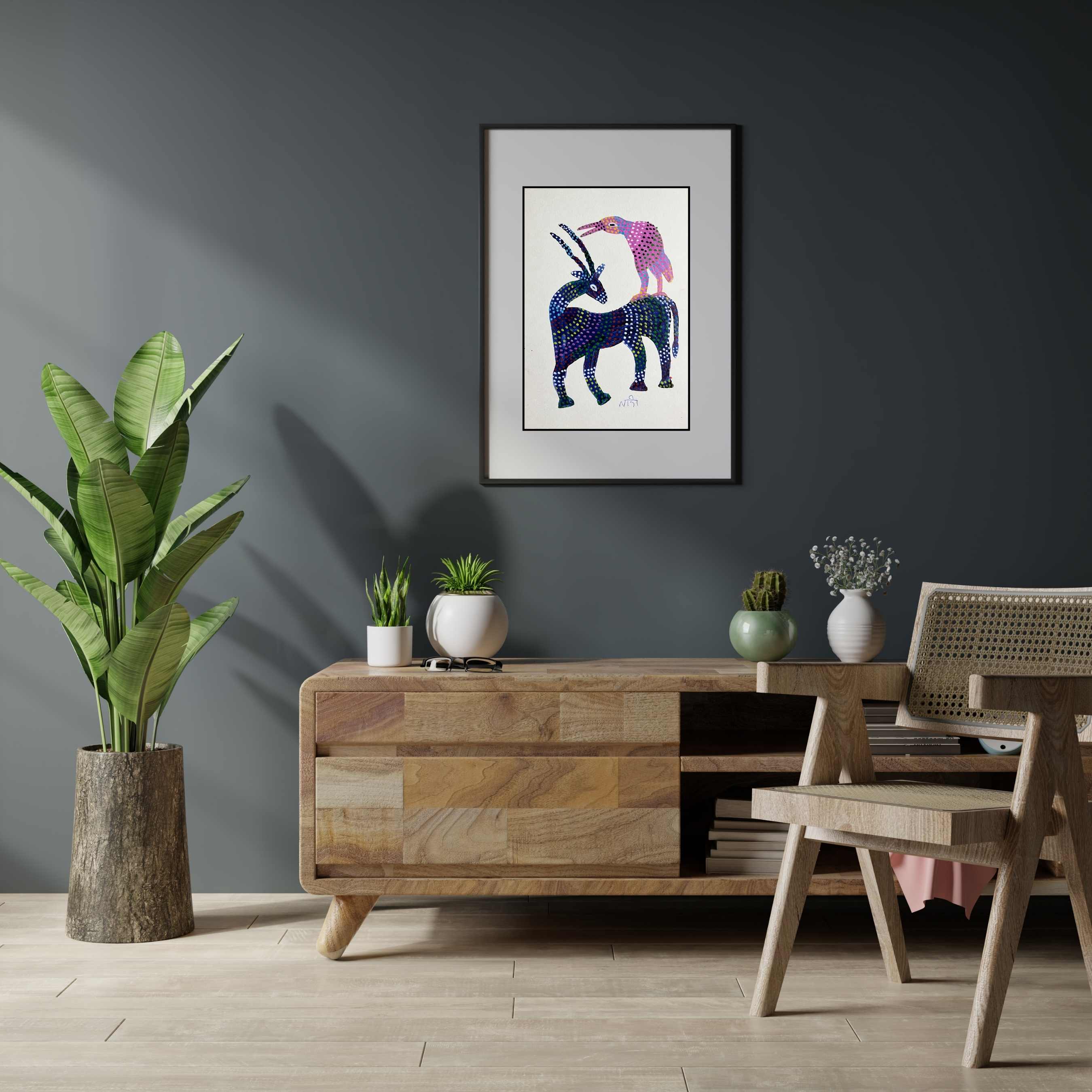 Deer & Bird Painting