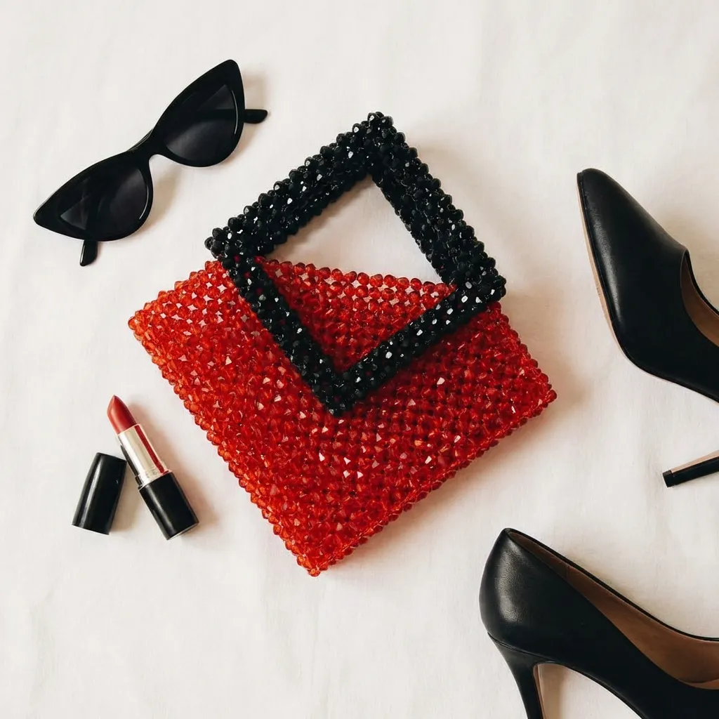 Velvet Flame Beaded Bag