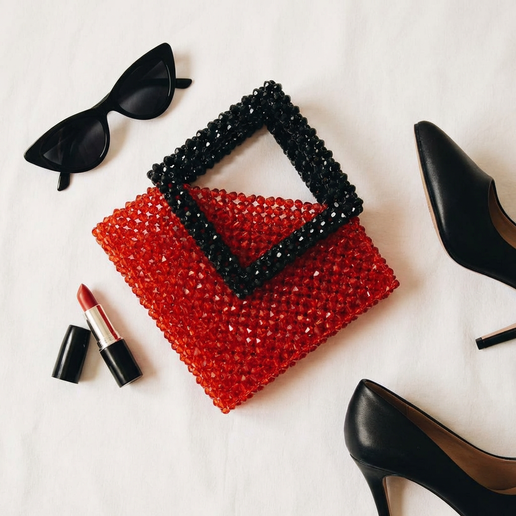 Velvet Flame Beaded Bag