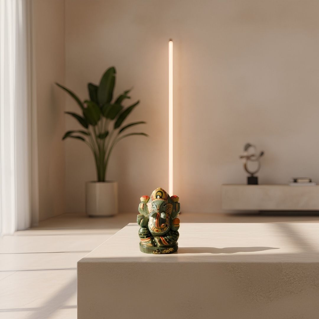 Aventurine Stone Ganesh Idol for Home Decor and Positive Energy