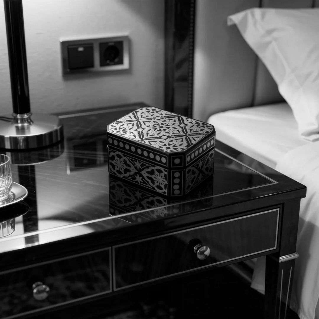 Decorative Handcrafted Koftgari Box with Traditional Metal Inlay