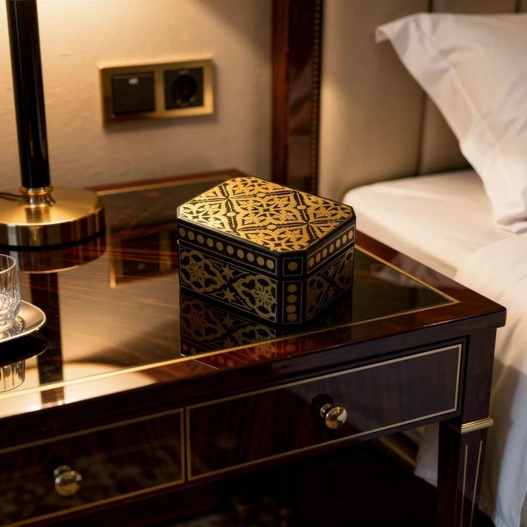 Decorative Handcrafted Koftgari Box with Traditional Metal Inlay