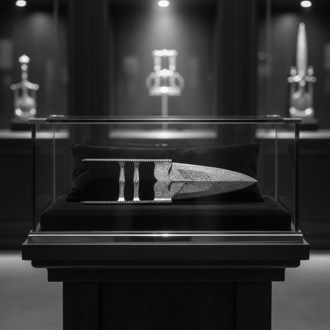 Tiger Knife Koftgari Art with Handcrafted Metal Inlay Detailing