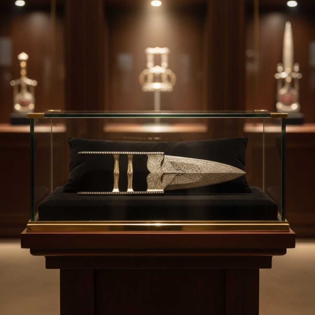 Tiger Knife Koftgari Art with Handcrafted Metal Inlay Detailing