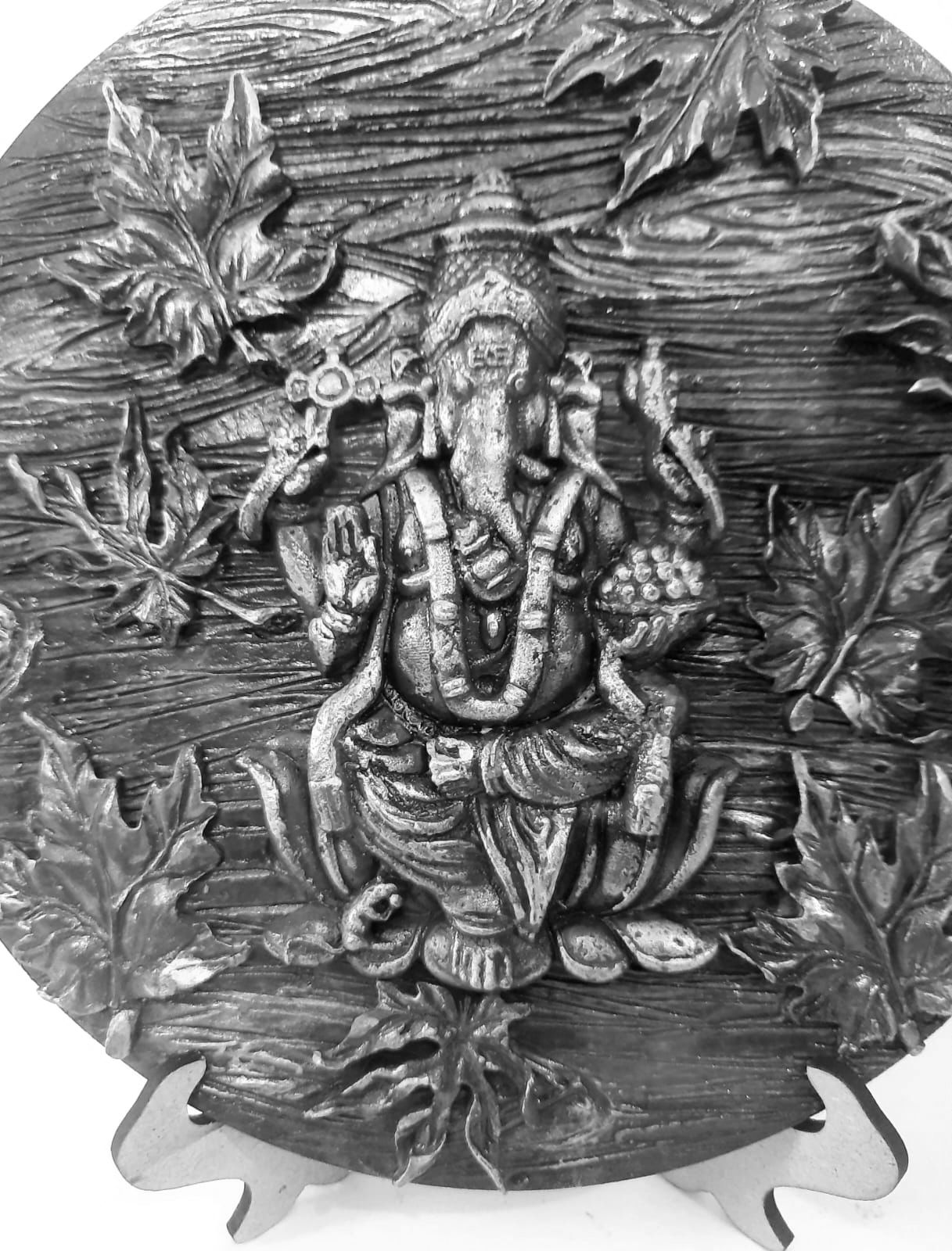 Ganesha In Clay On 8-inch Round Board