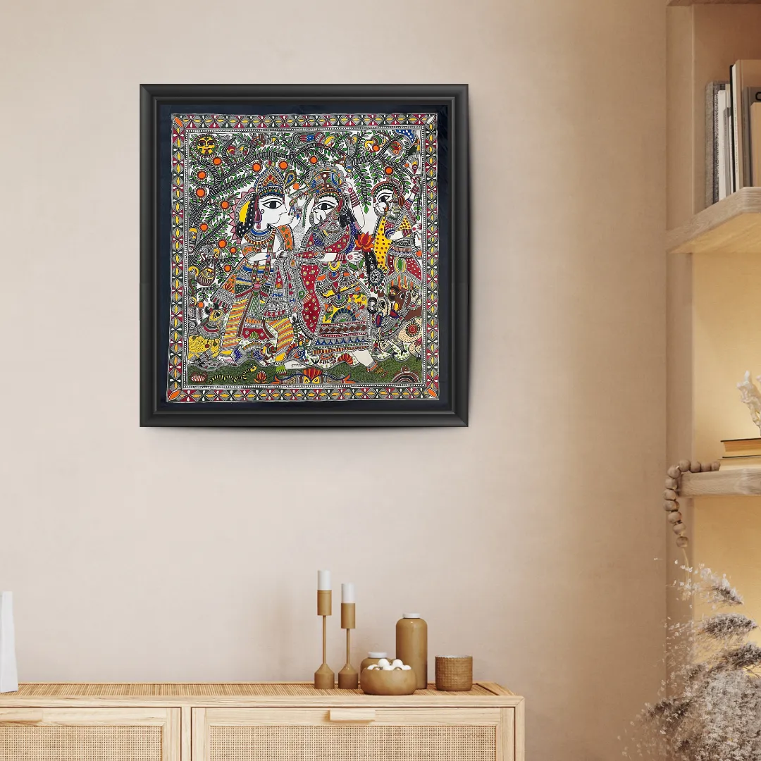 Radha Krishna with Sakhi under the Kadamba Tree by Dulari Bai
