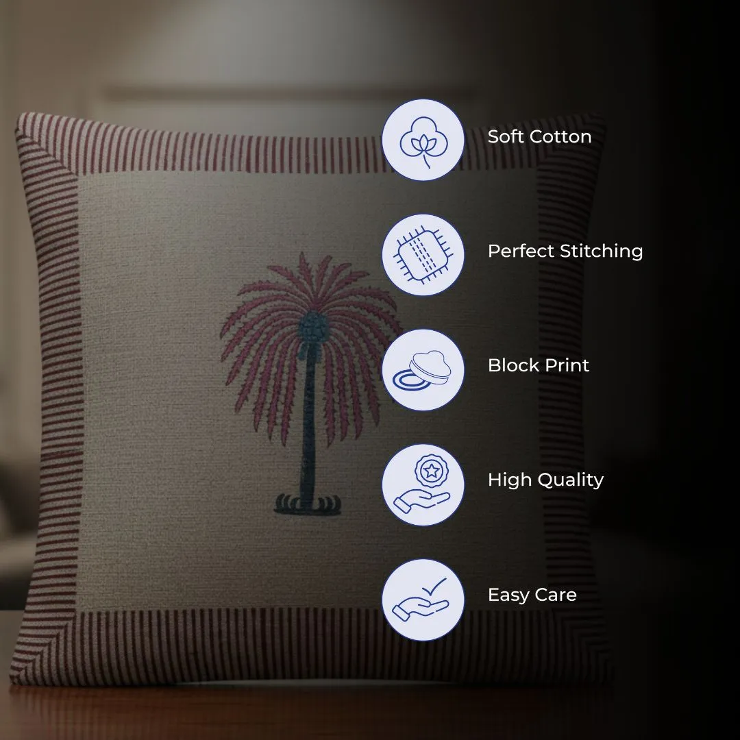 Block Printed Cotton Cushion Covers with Instrument Motif (Set of 2)