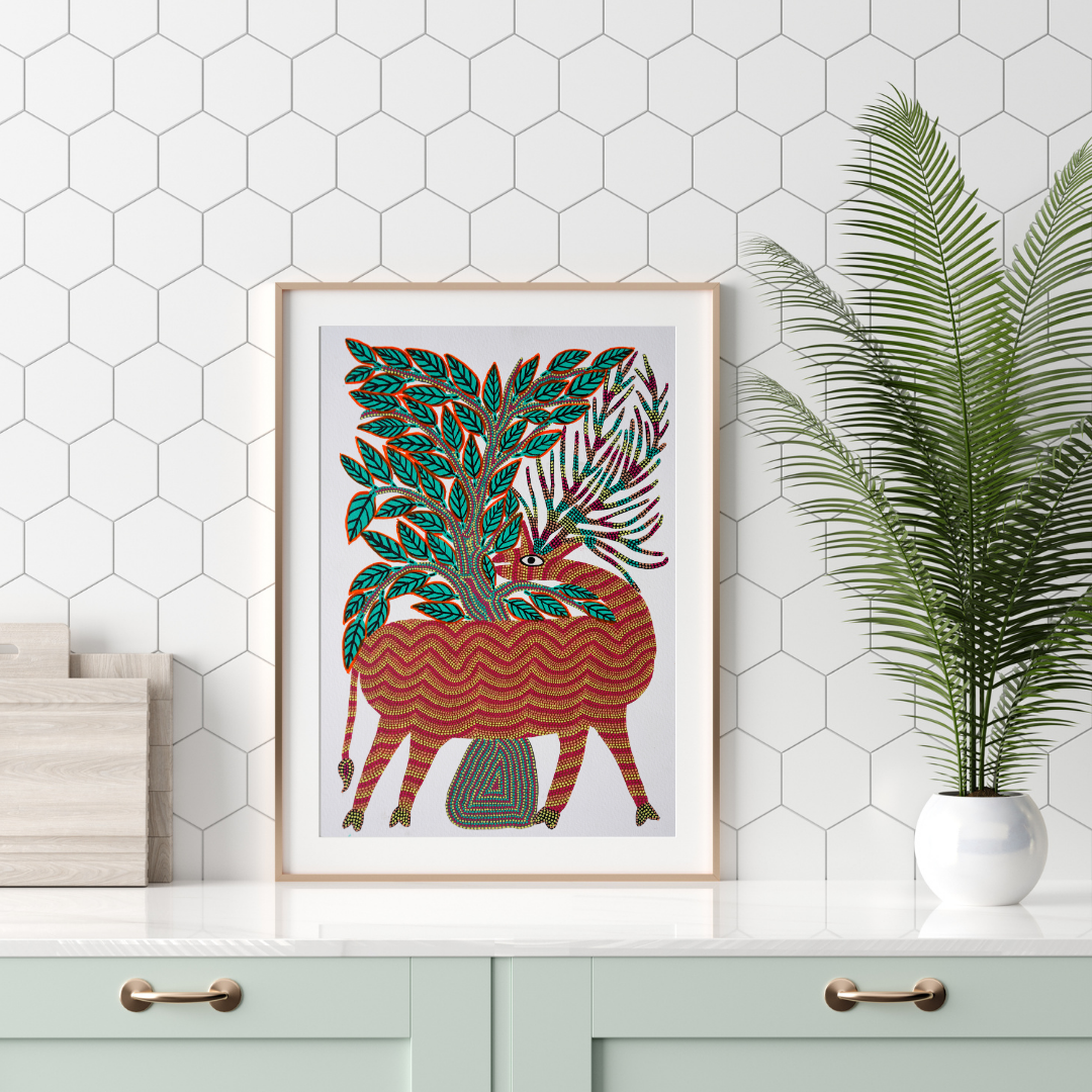 Barasingha and Tree