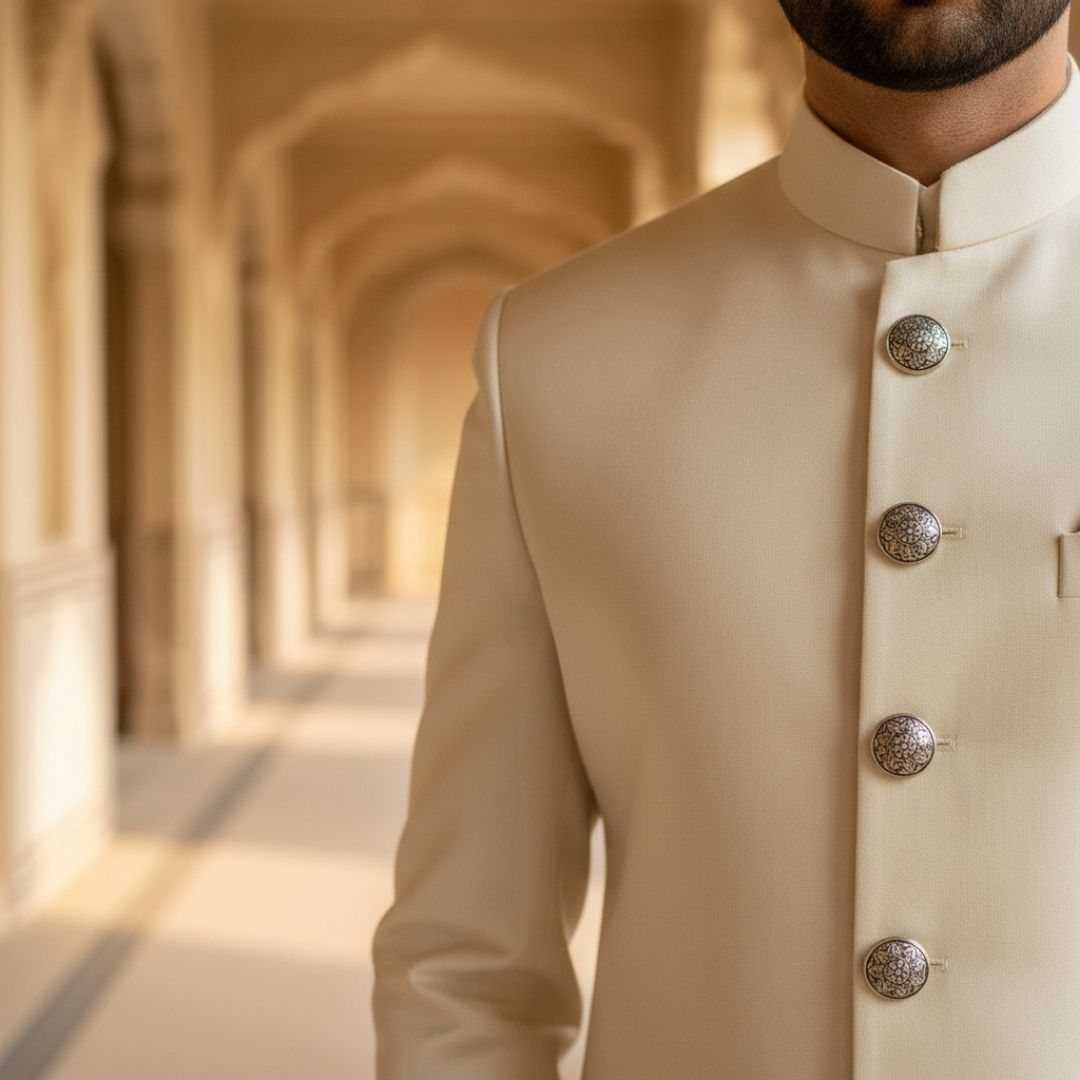 Regular Size Silver Koftgari Buttons with Handcrafted Metal Detailing