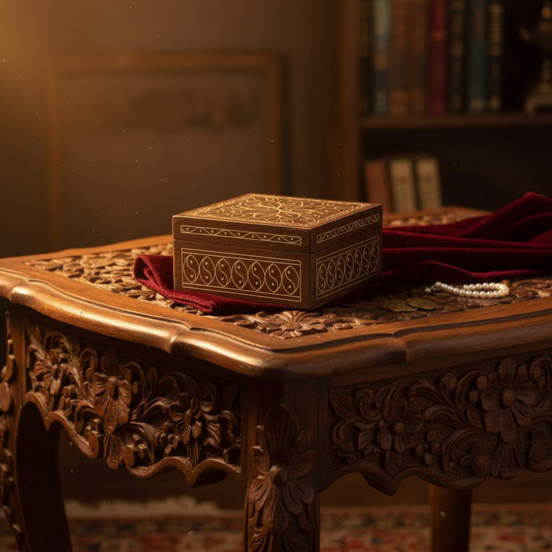Lotus Mandala Wooden Tarkashi Inlay Box