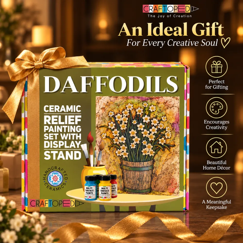 Craftopedia Paint Your Own Daffodil Painting Kit for Adults | DIY Art Set & Activity Kit