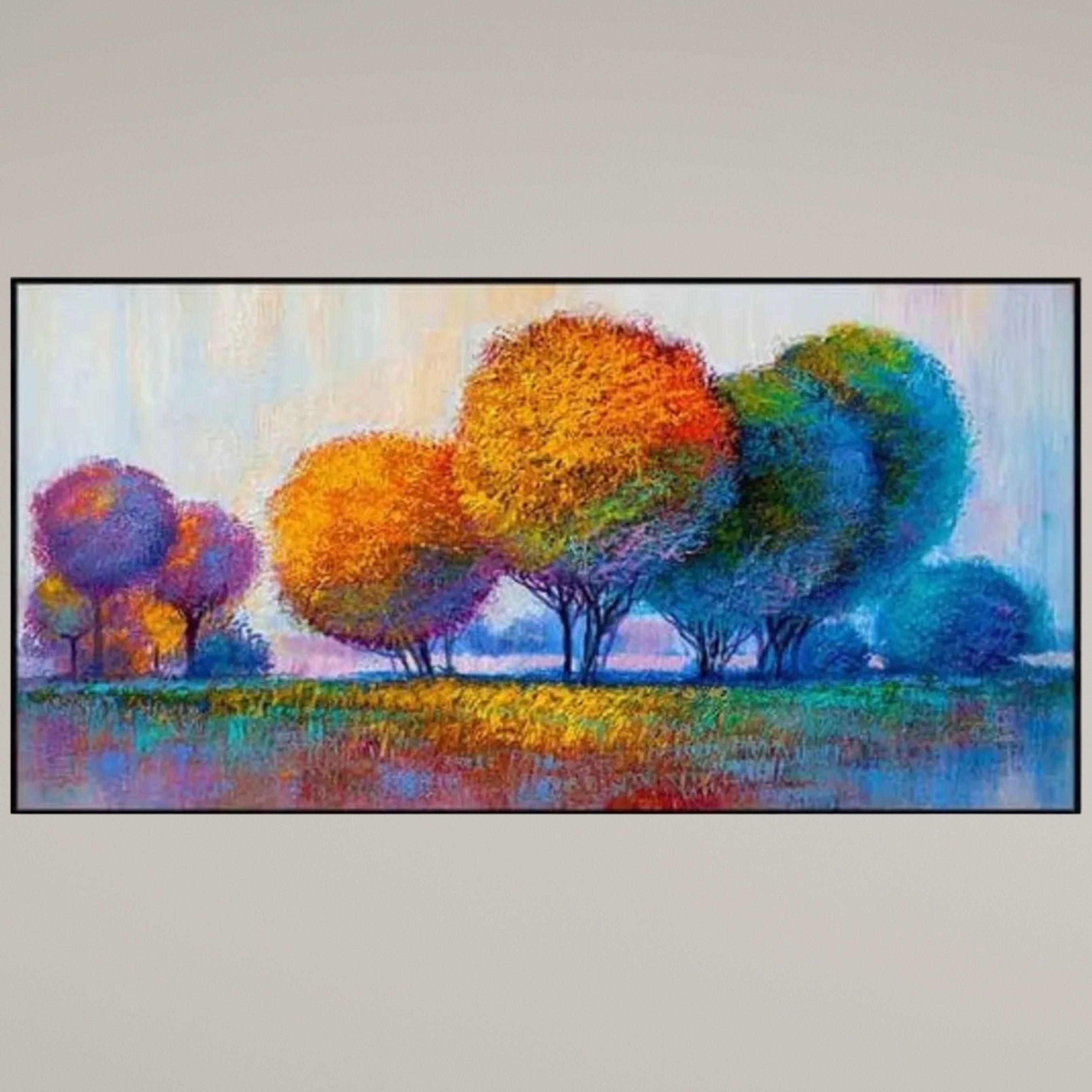 Handmade Colorful Tree Landscape Canvas Painting