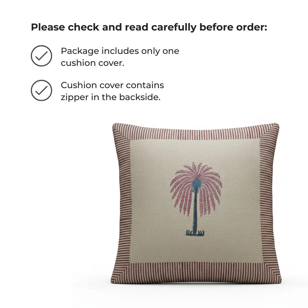 Block Printed Cotton Cushion Covers with Instrument Motif (Set of 2)