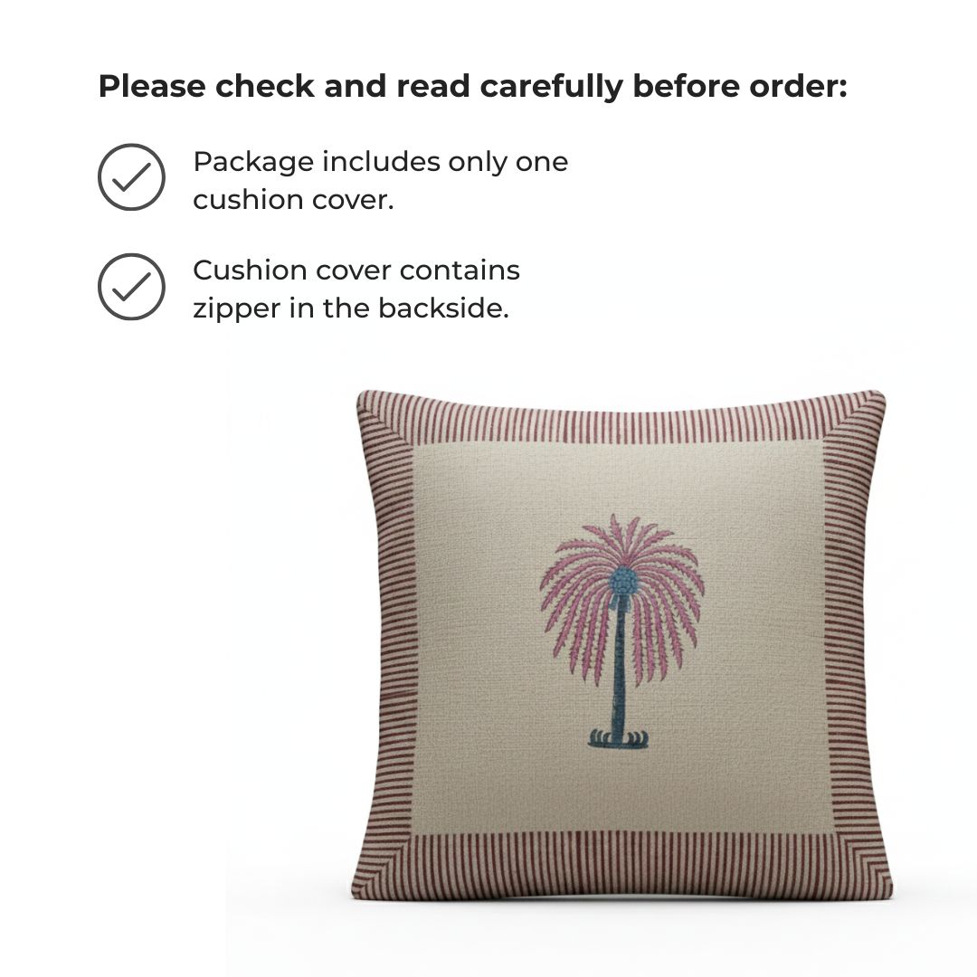 Block Printed Cotton Cushion Covers with Instrument Motif (Set of 2)