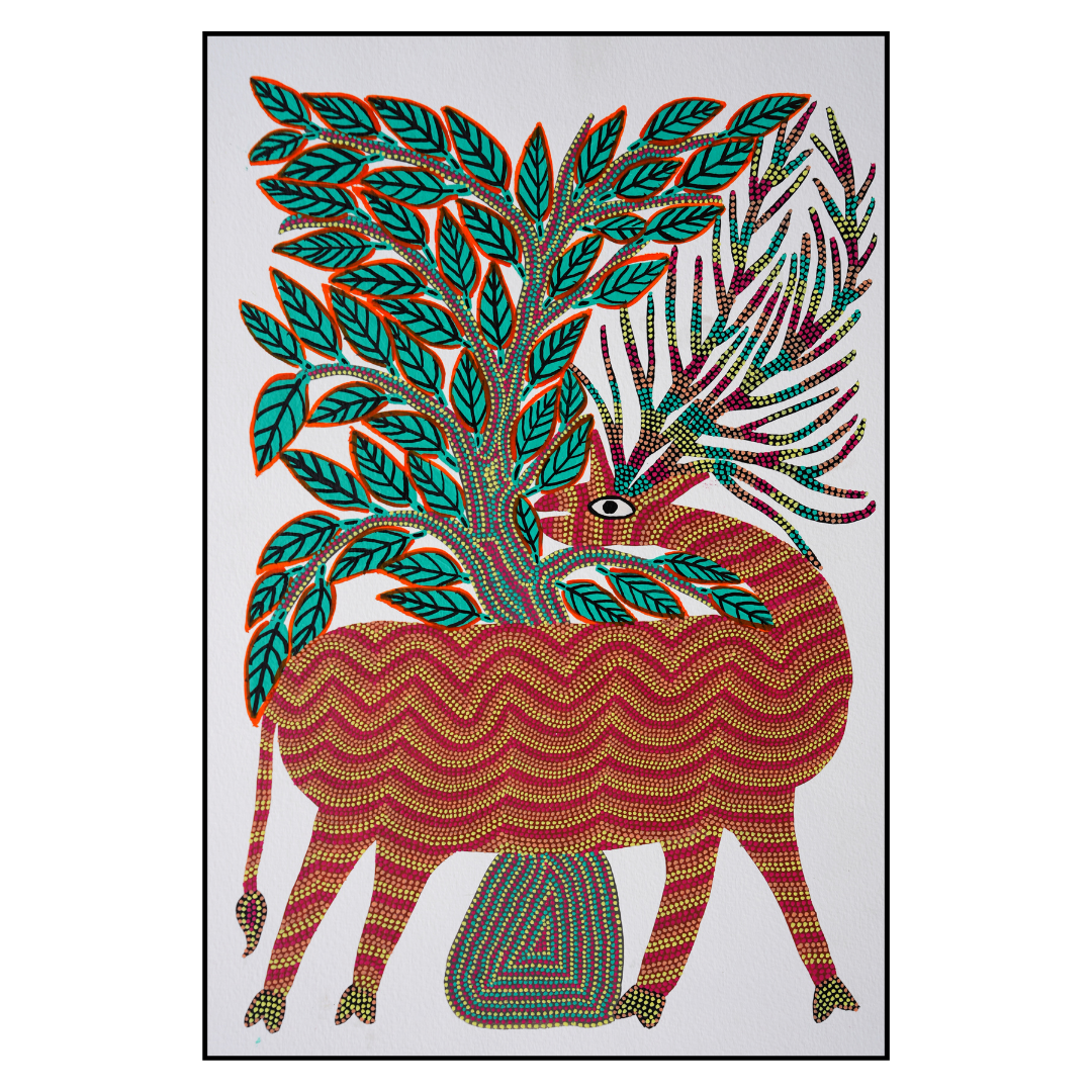 Barasingha and Tree