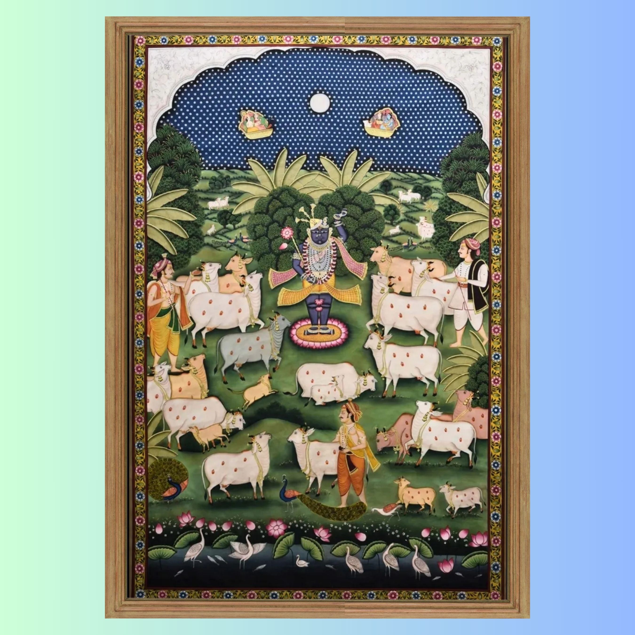 Shrinathji with Cows in Forest