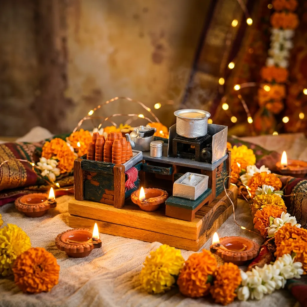 Handmade Chai Stall Miniature Decor (Yaado Ke Kone)