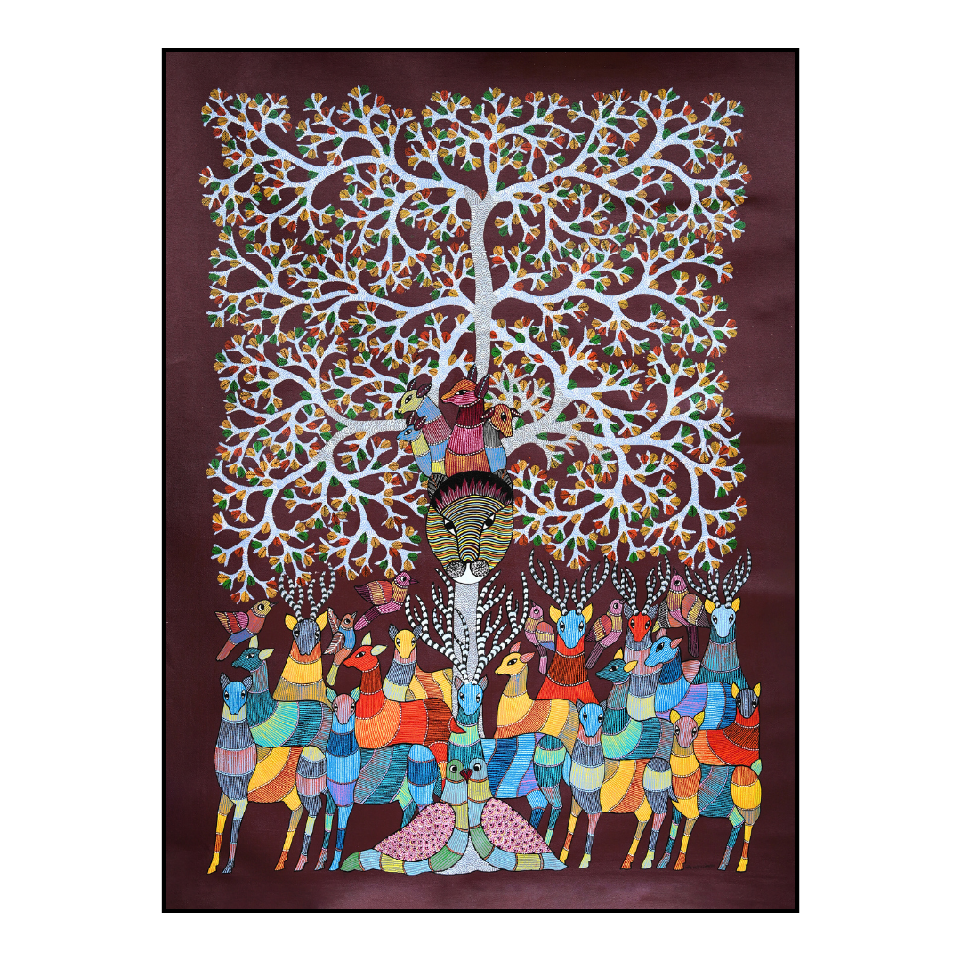 Swamp Deer With The Tiger Under One Tree