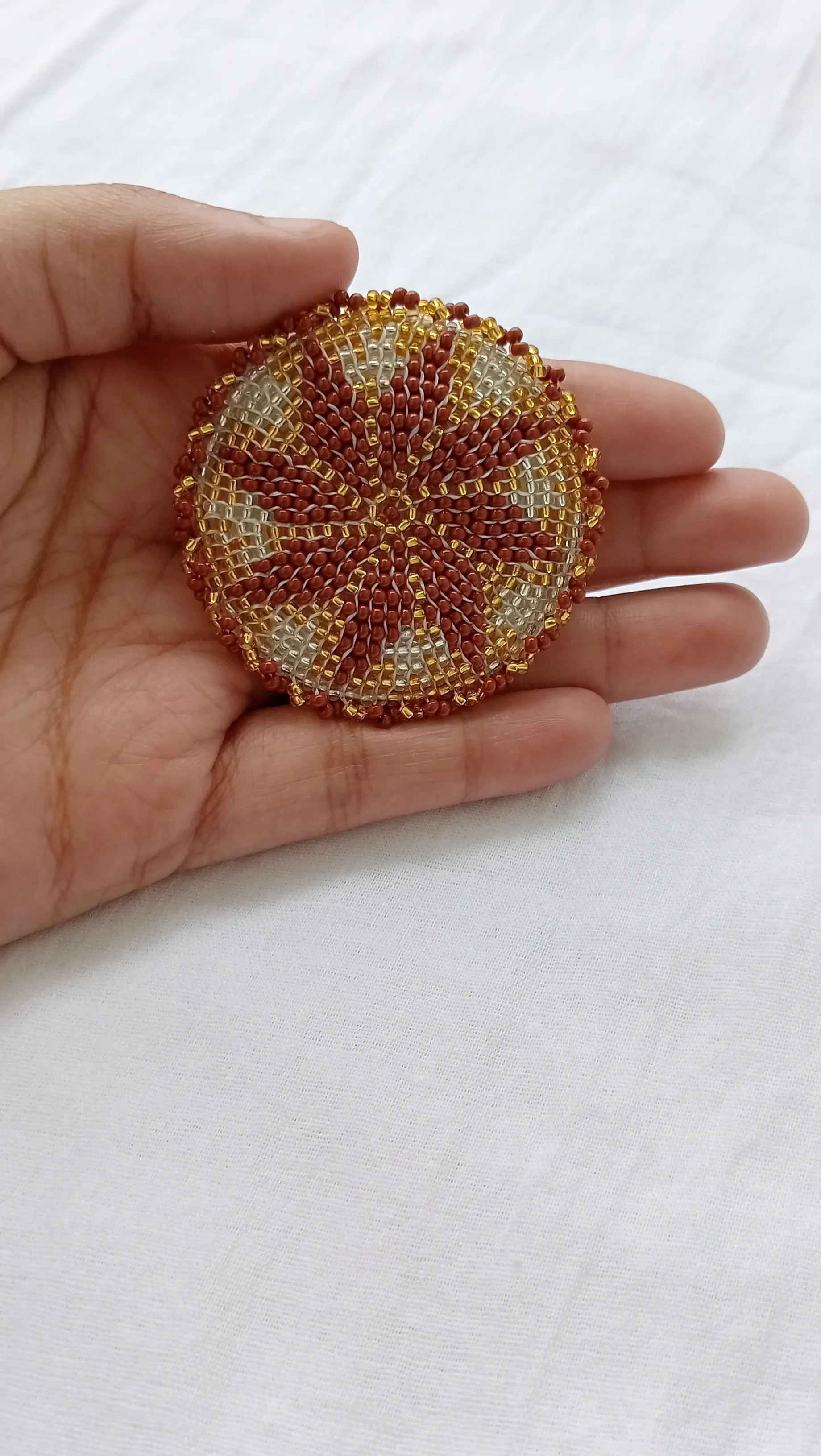 Floral Beadwoven Round Hairclip 