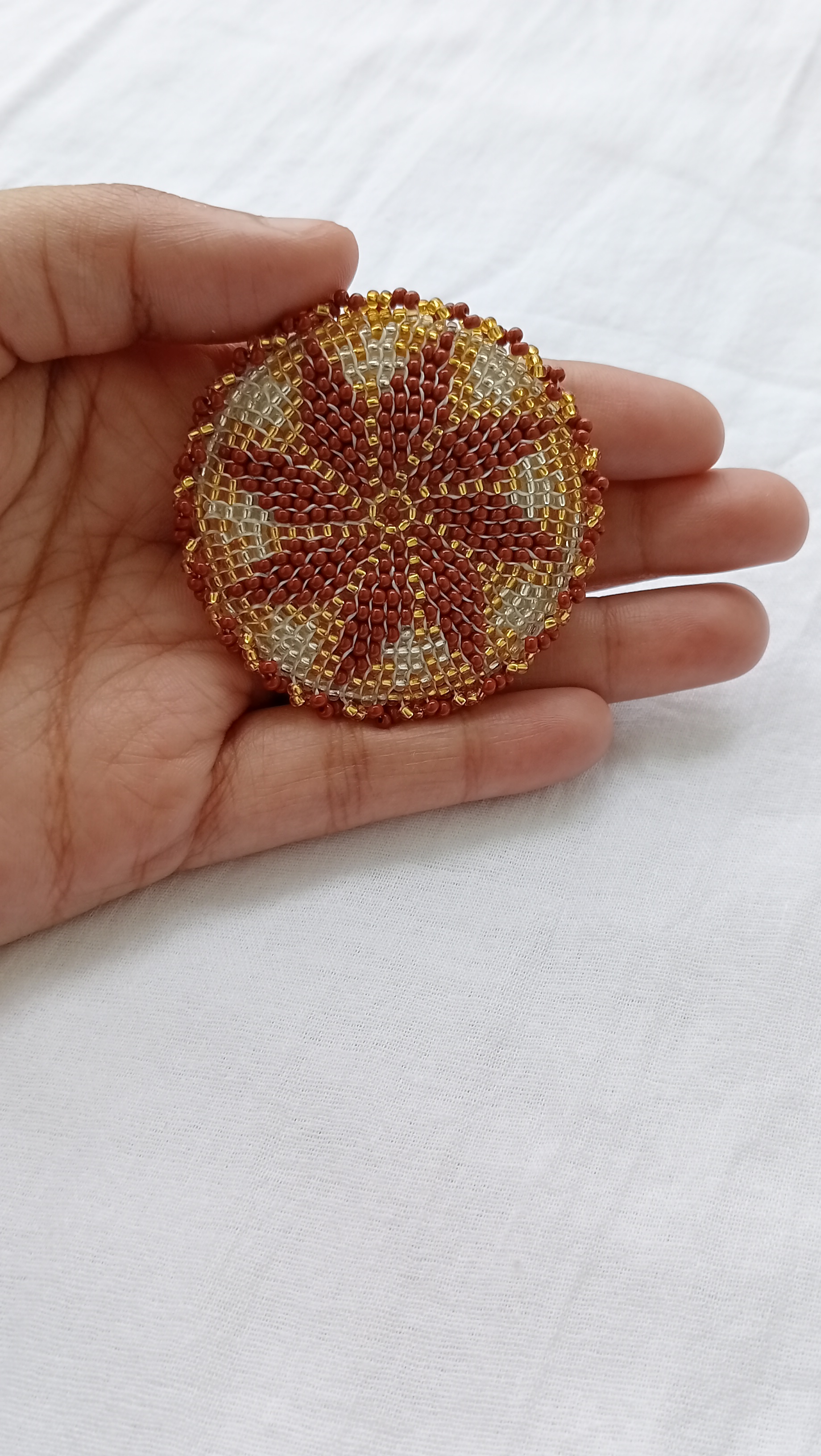 Floral Beadwoven Round Hairclip 