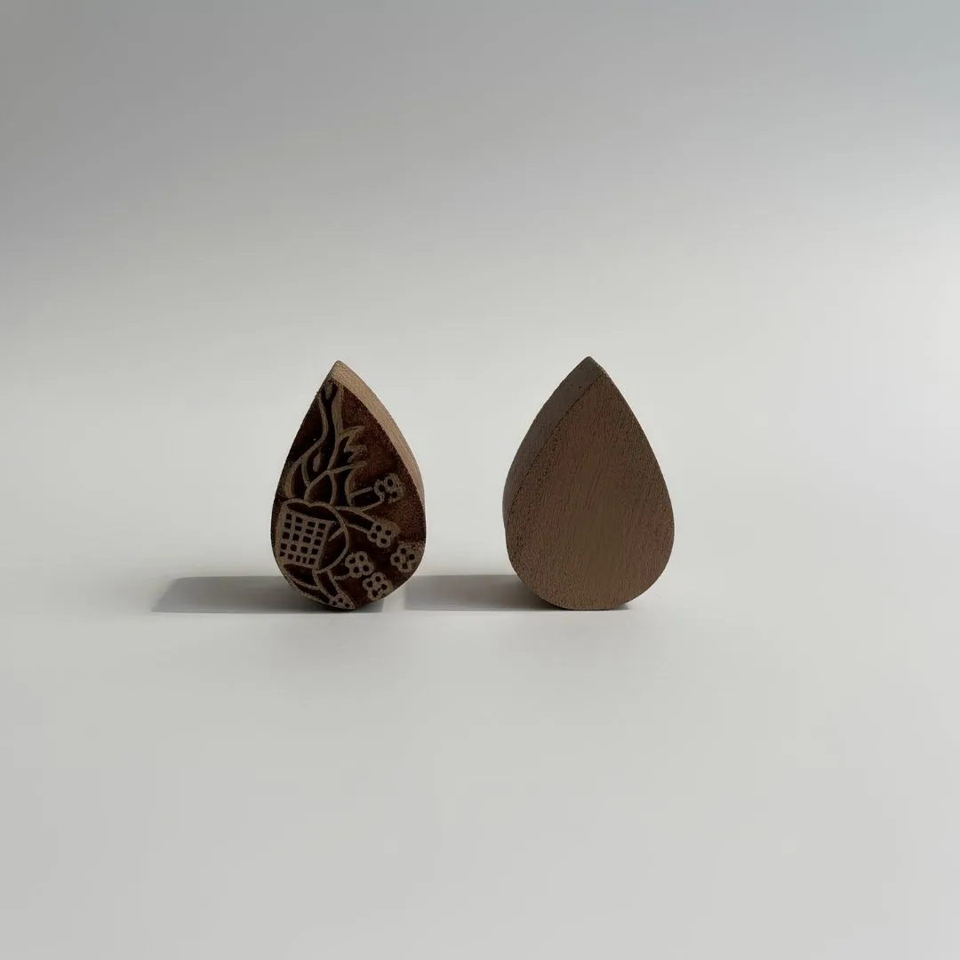 Mini Hand-Carved Roheda Wood Printing Block with Elephant Motif