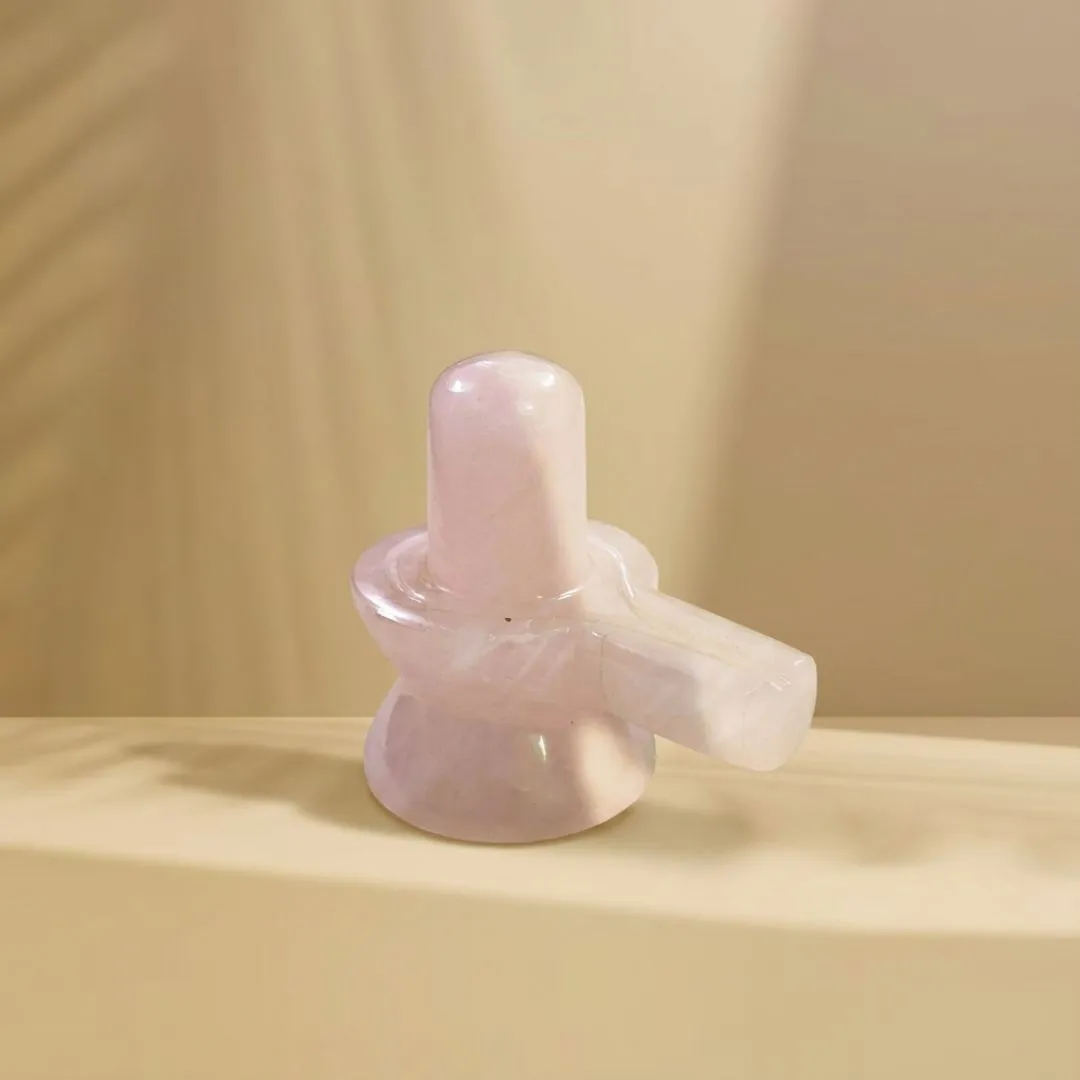 Rose Quartz Shivling for Spiritual Healing and Home Meditation Altars