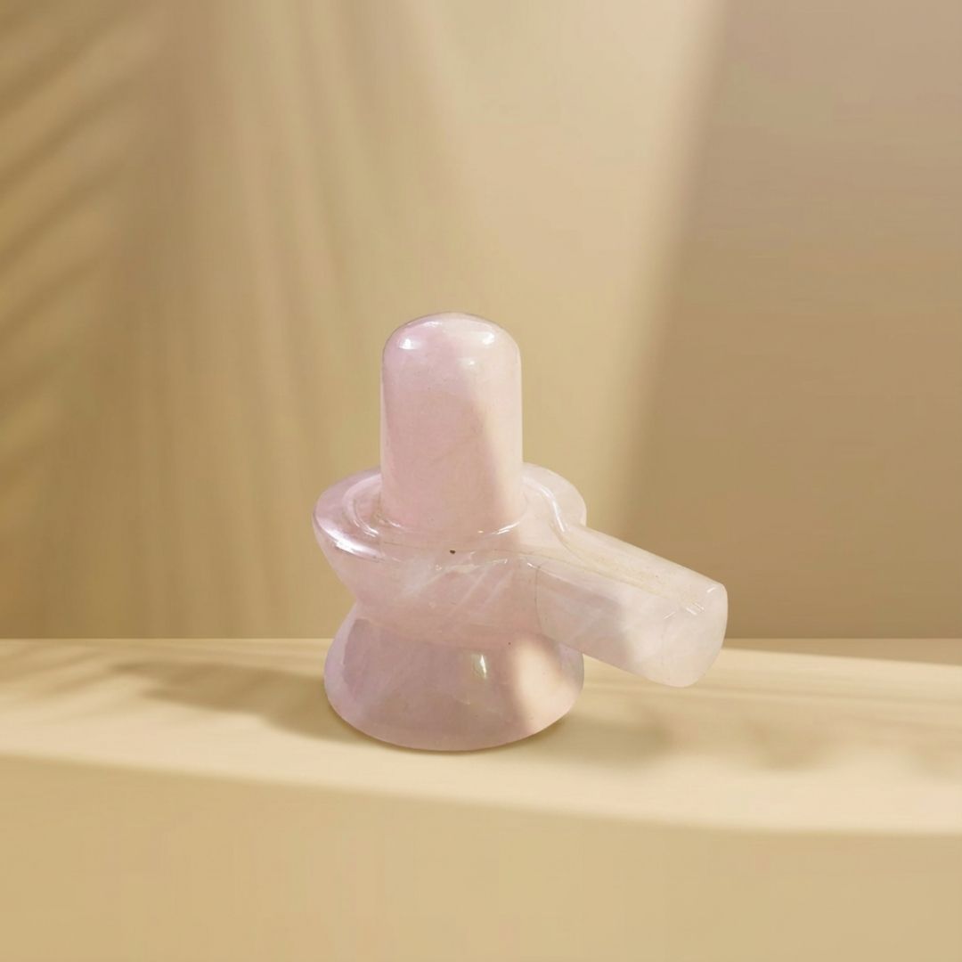 Rose Quartz Shivling for Spiritual Healing and Home Meditation Altars