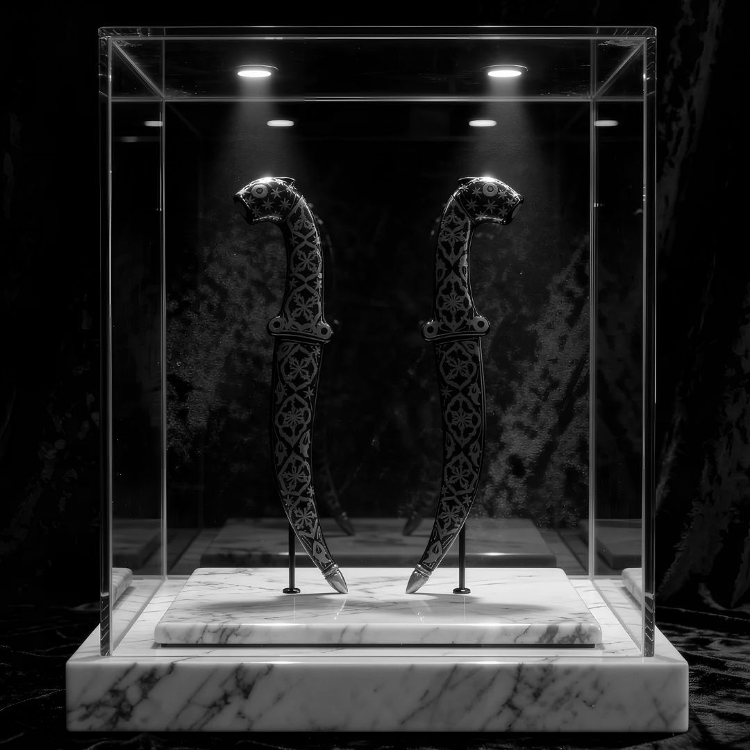 Mini Decorative Koftgari Dagger Pair with Handcrafted Metal Inlay Detailing