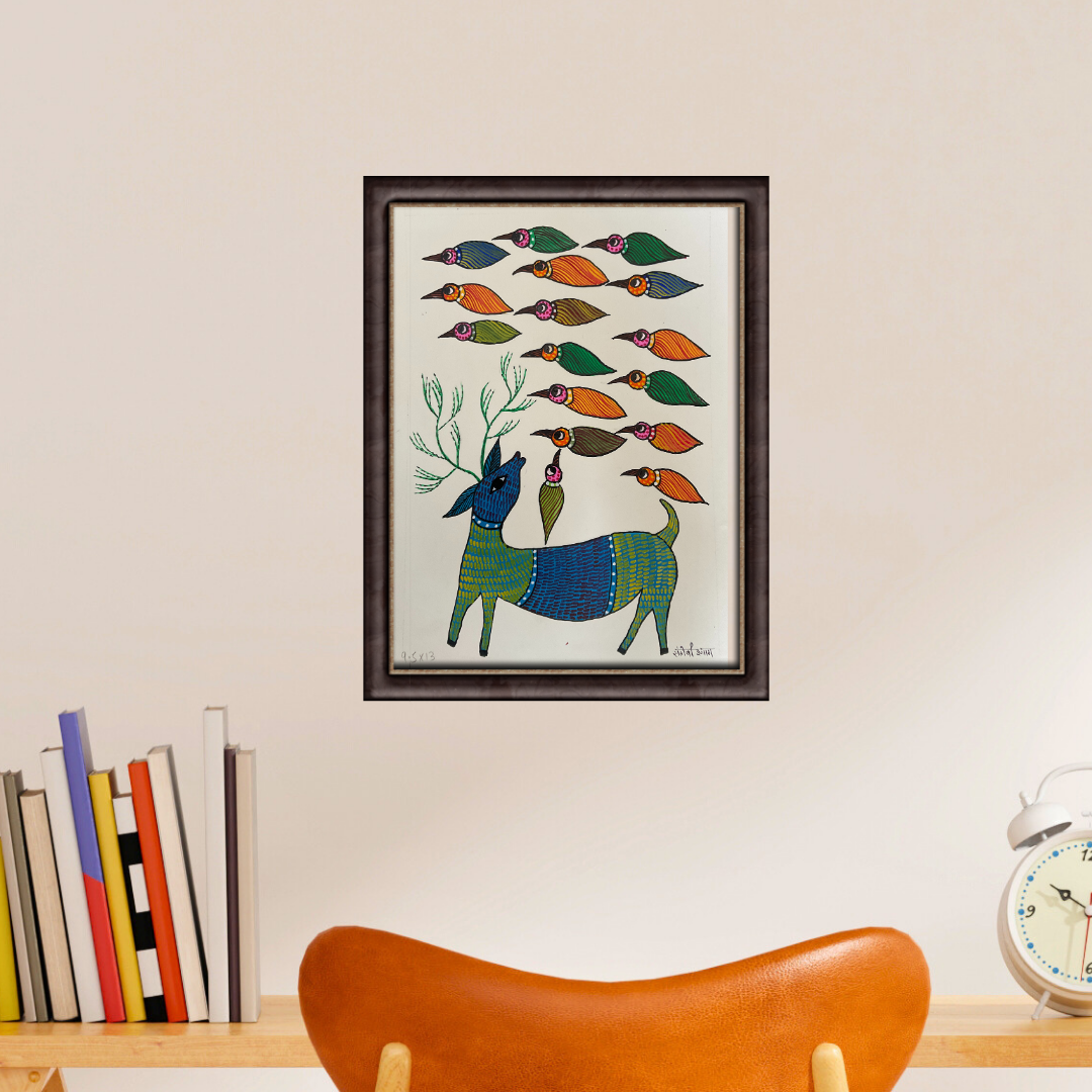 Barasingha and  Birds