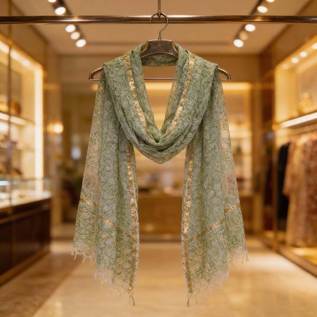 Kota Doriya Dupatta with Hand Block Printed Traditional Motifs