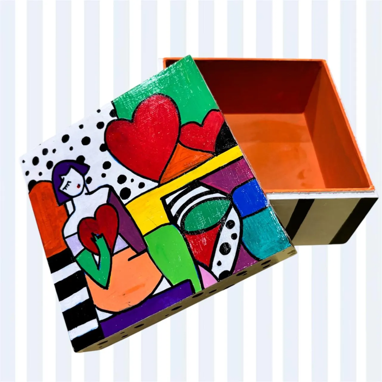 Hand Painted Pop Art Wooden Jewellery Box