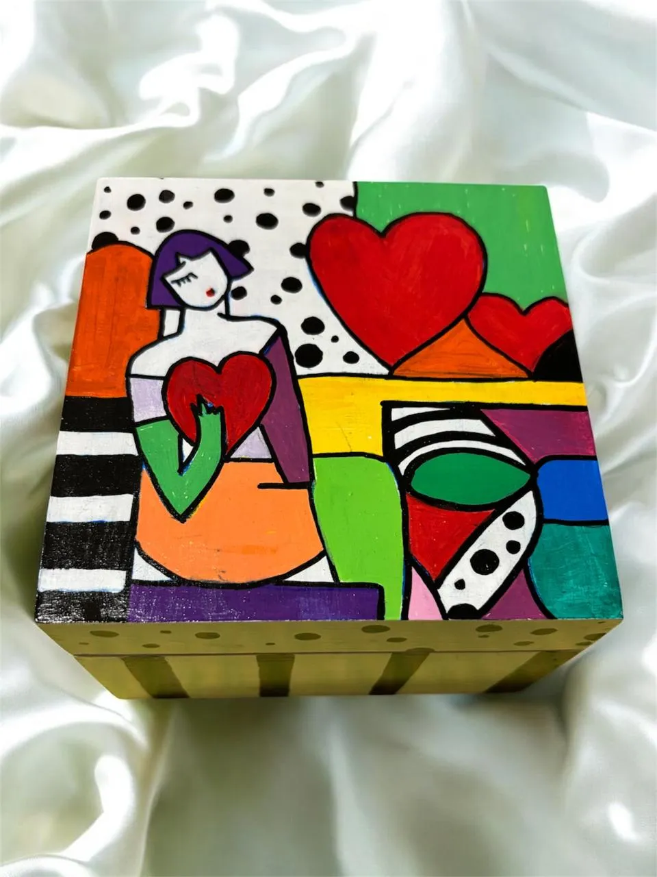 Hand Painted Pop Art Wooden Jewellery Box