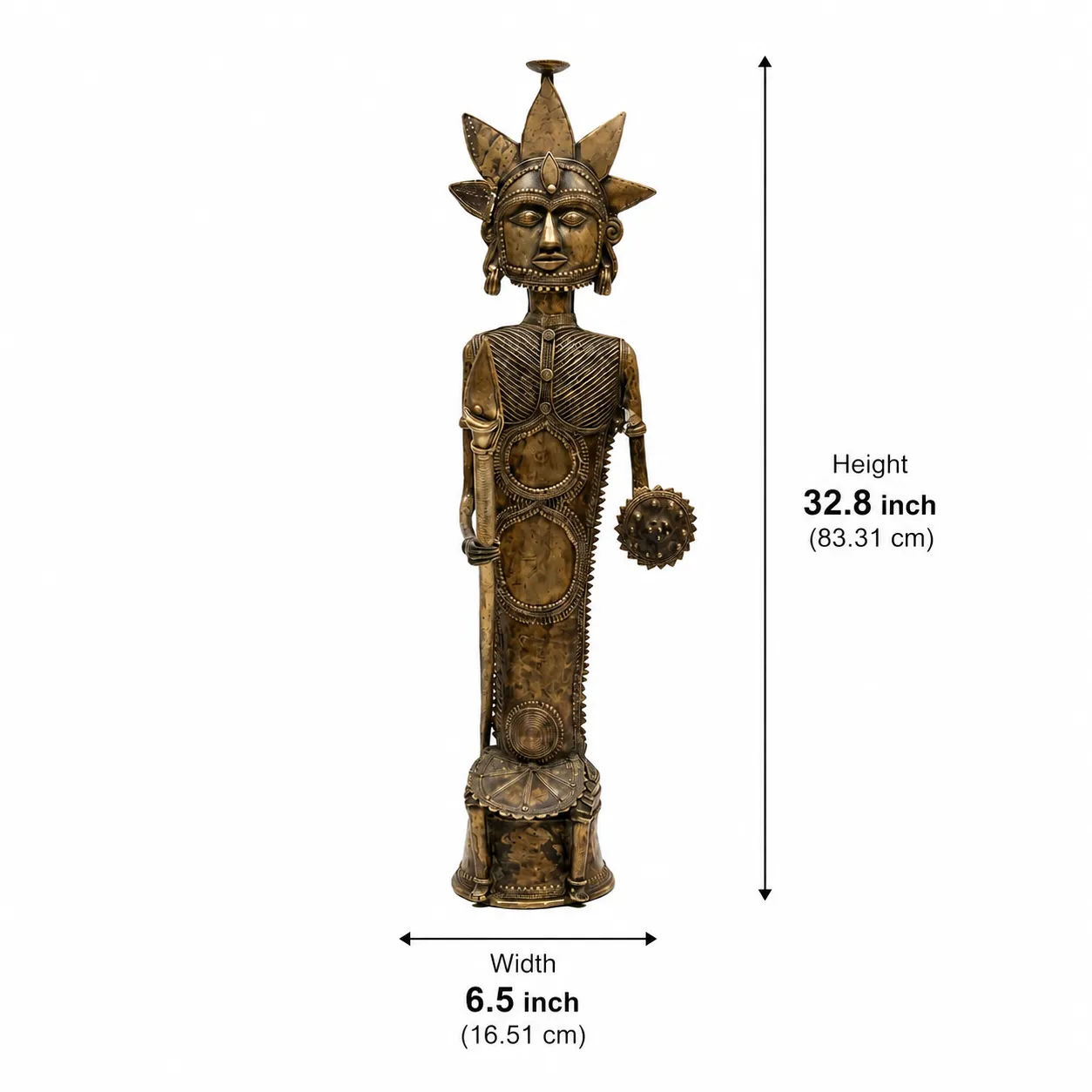 Dhokra Sculpture  - A Tribal King Stands. 
