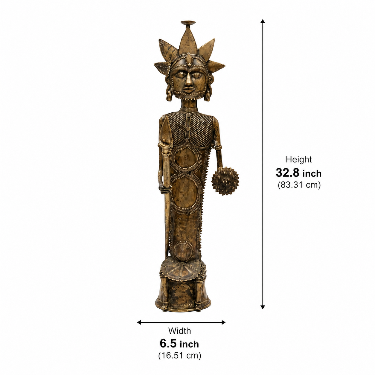 Dhokra Sculpture  - A Tribal King Stands. 