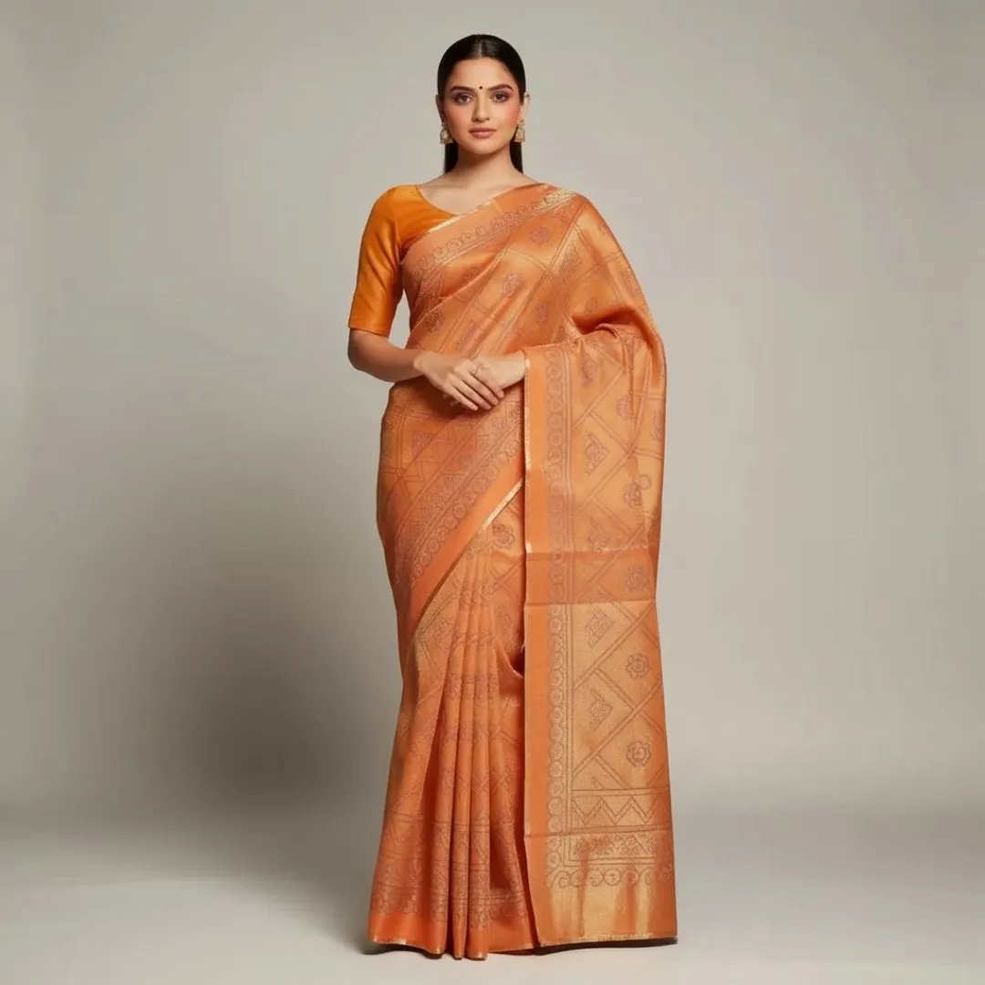 Traditional Chundari Bandhej Tie & Dye Chiffon Saree in Warm Red Tones with Matching Blouse (Unstitched)