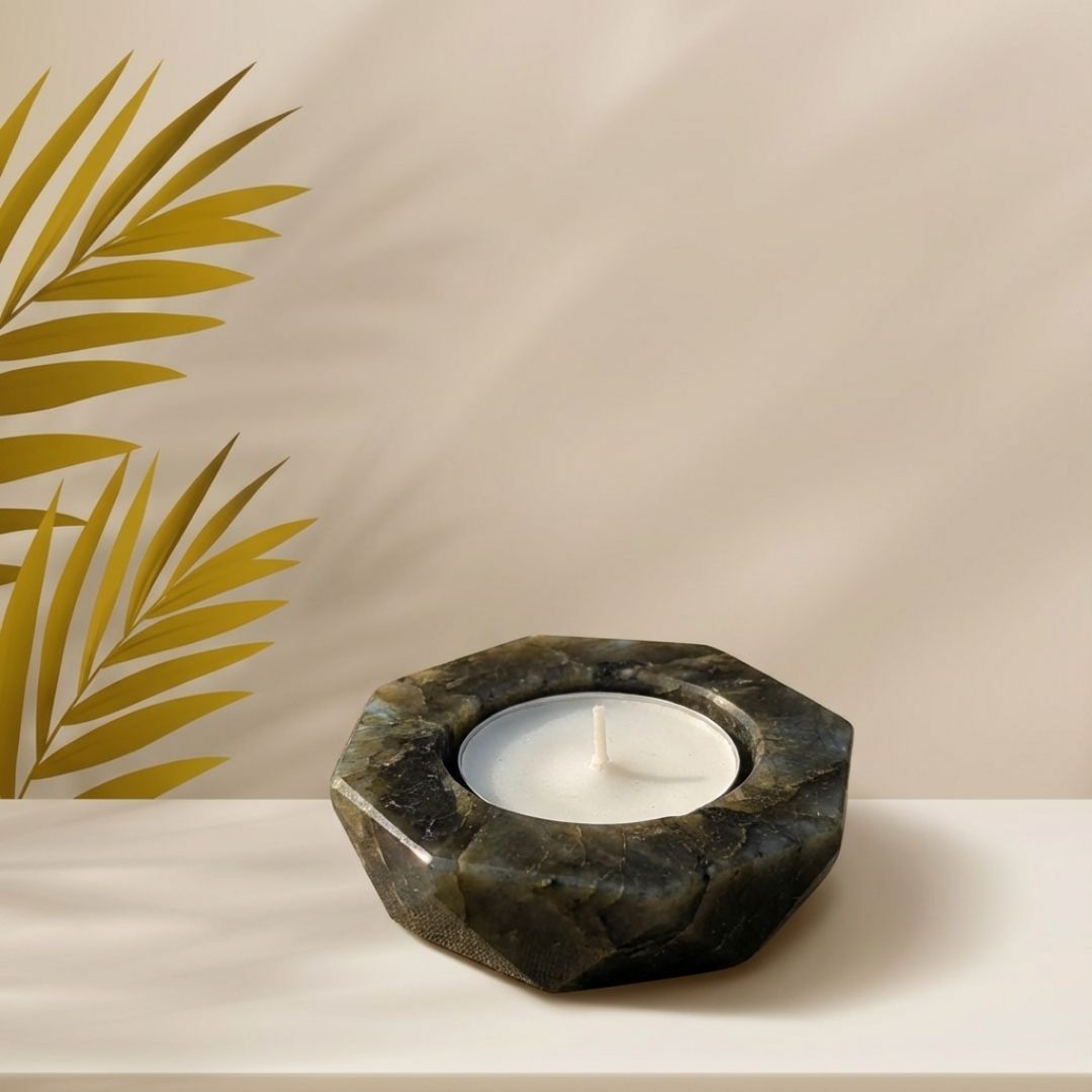 Blue Quartz Tea Light Candle Holder